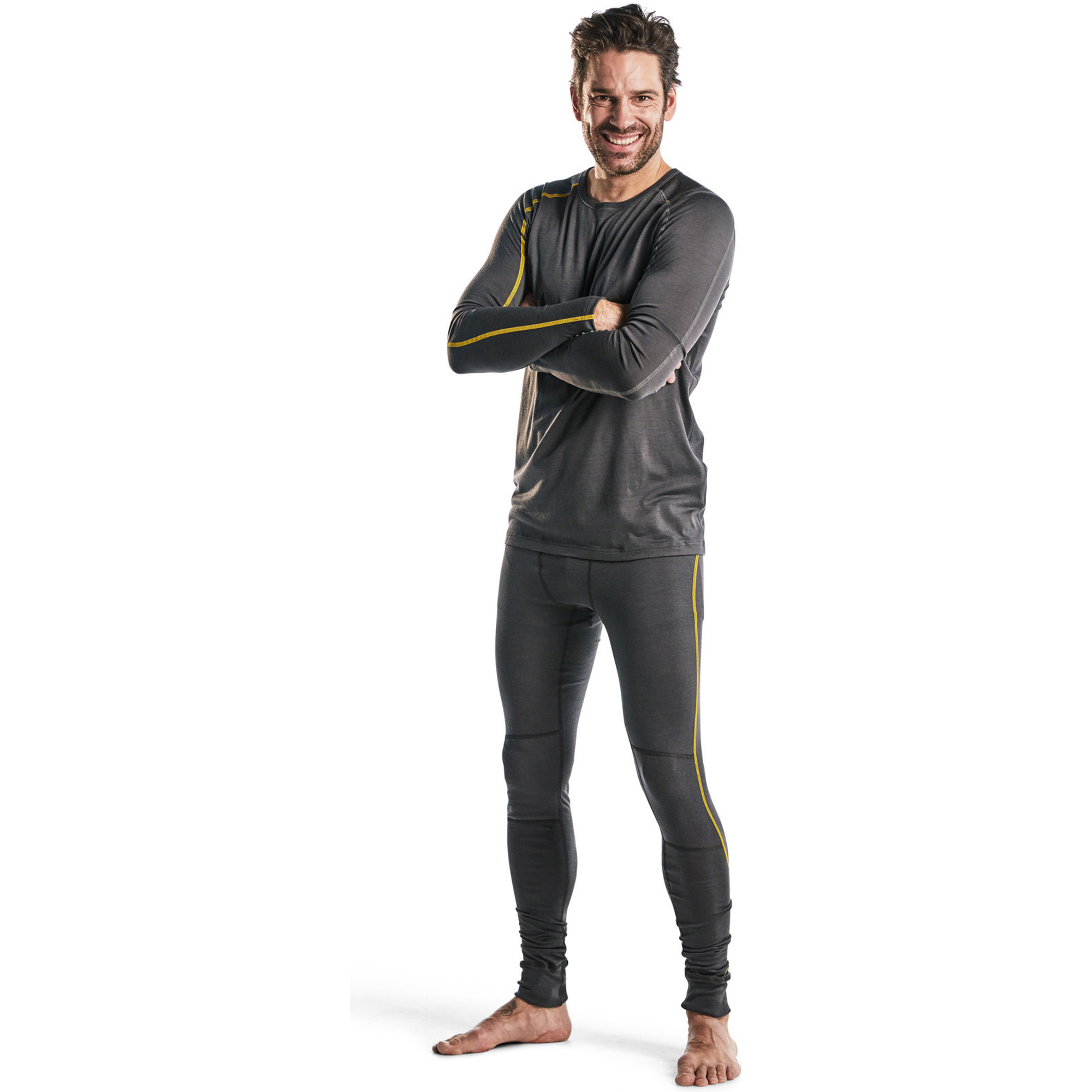 Blaklader XLIGHT Merino Wool Long Johns, Dark Grey/Yellow (5)