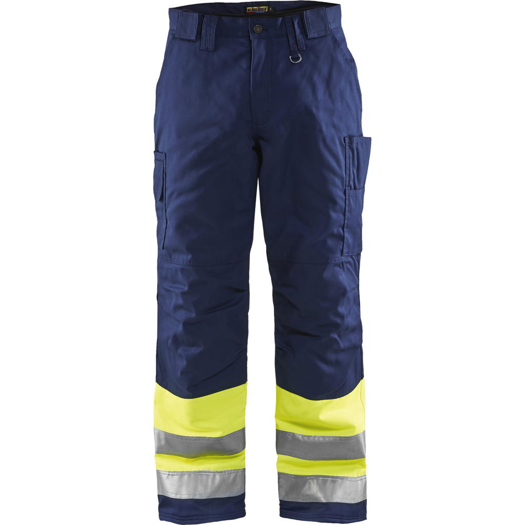 Blaklader High Vis Work Trousers, Yellow/Navy Blue