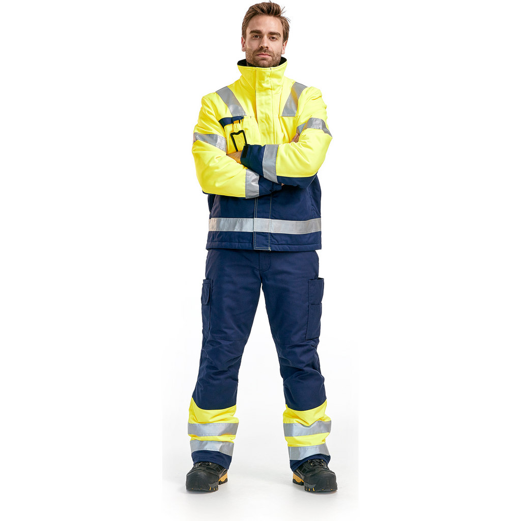 Blaklader High Vis Work Trousers, Yellow/Navy Blue (5)