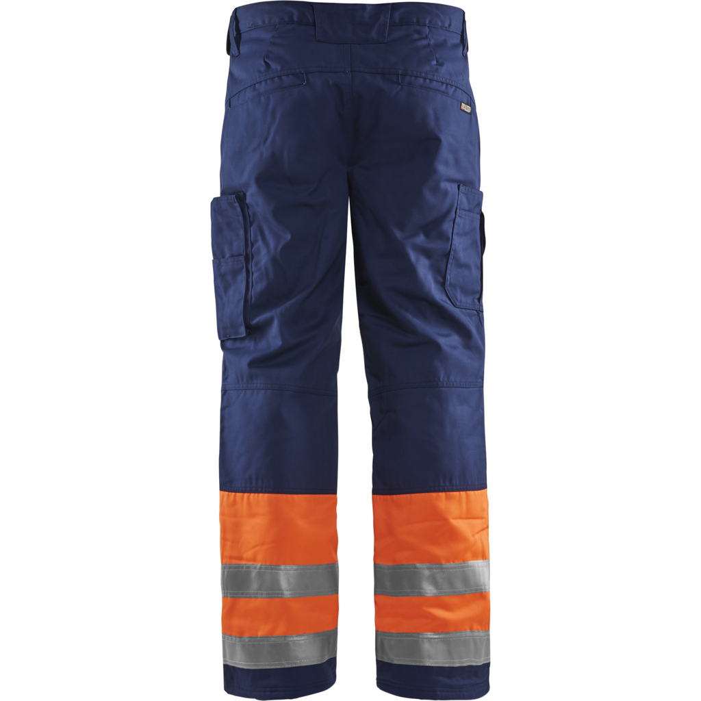 Blaklader High Vis Work Trousers, Orange/Navy Blue (3)