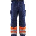 Blaklader High Vis Work Trousers, Orange/Navy Blue