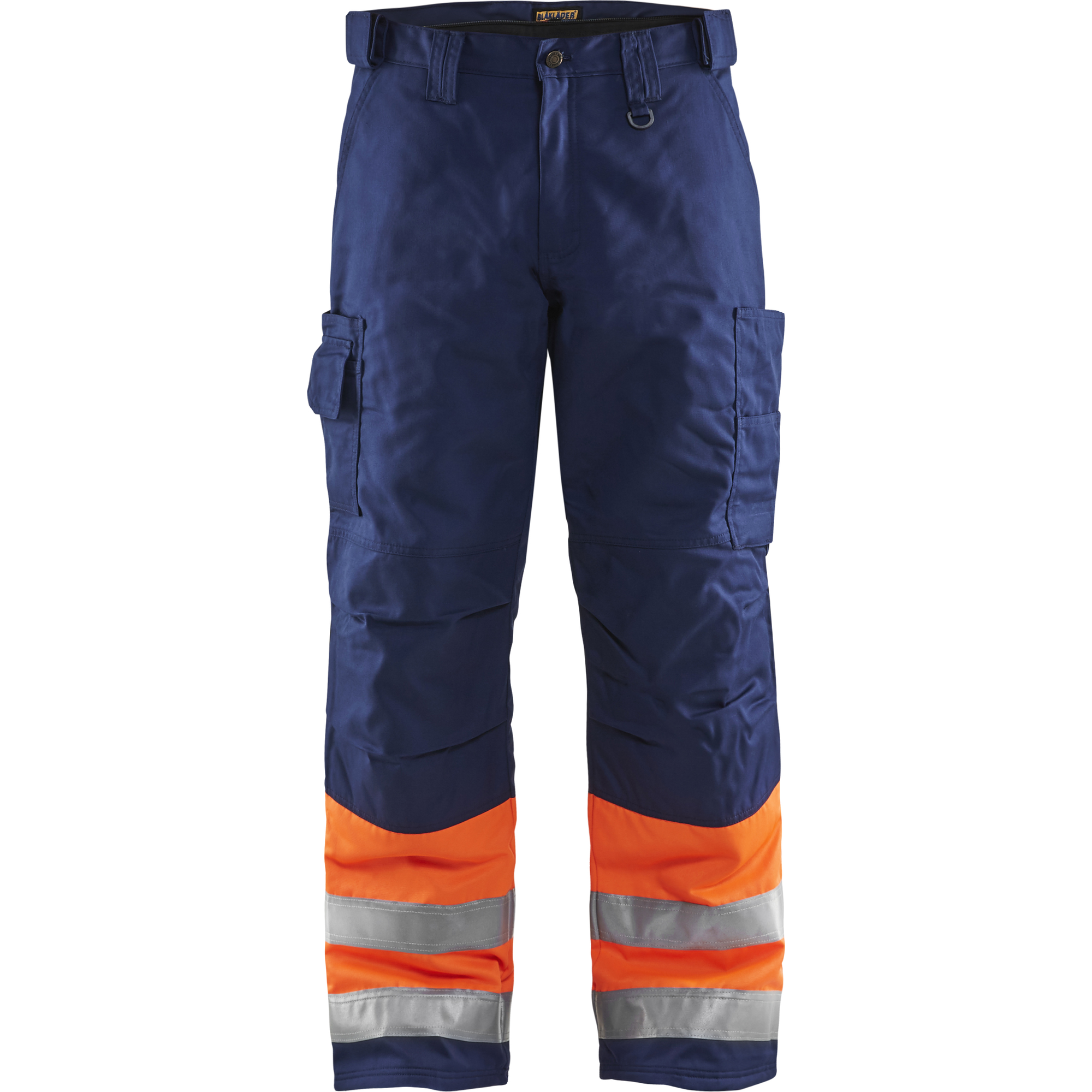 Blaklader High Vis Work Trousers, Orange/Navy Blue