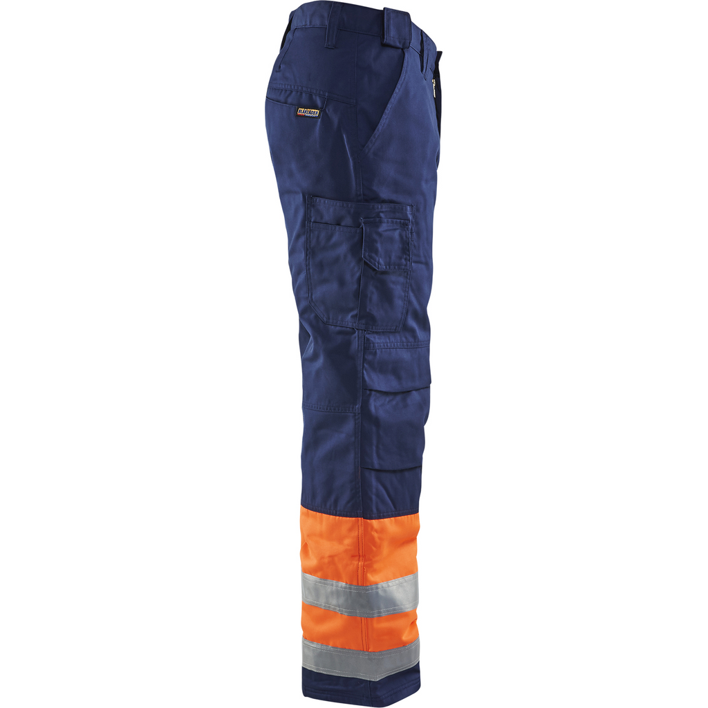 Blaklader High Vis Work Trousers, Orange/Navy Blue (2)