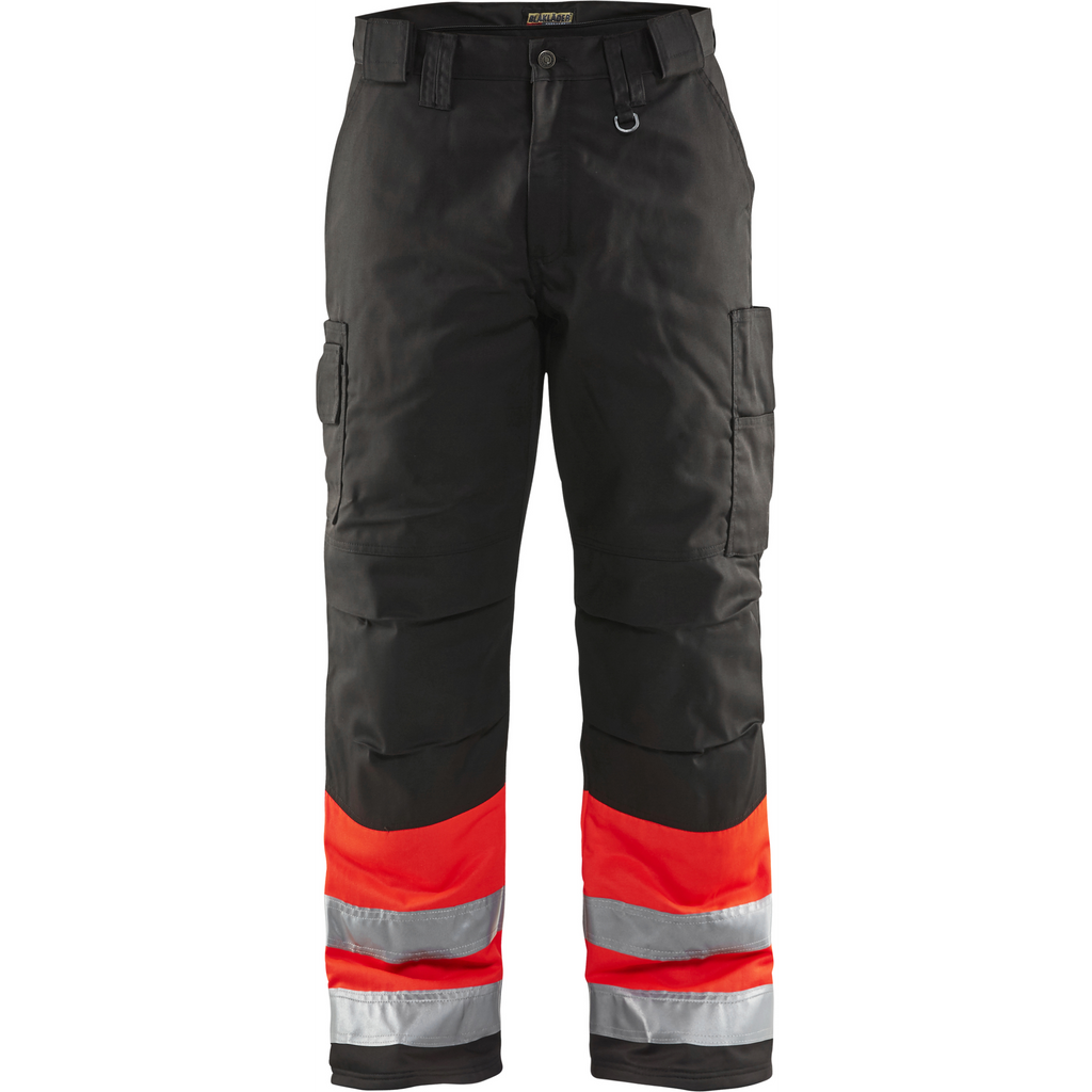 Blaklader High Vis Work Trousers, Red/Black
