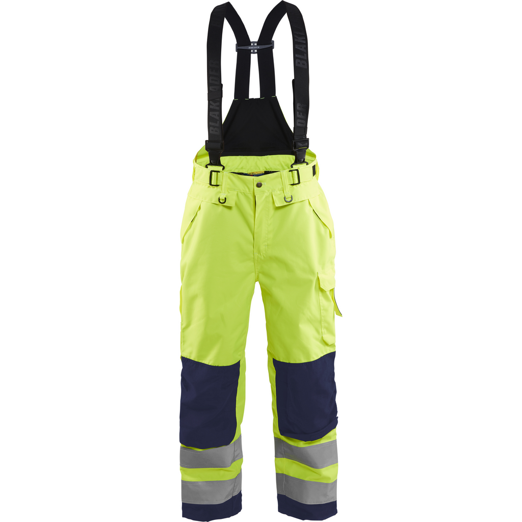Blaklader High Vis Shell Work Trousers, Yellow/Navy