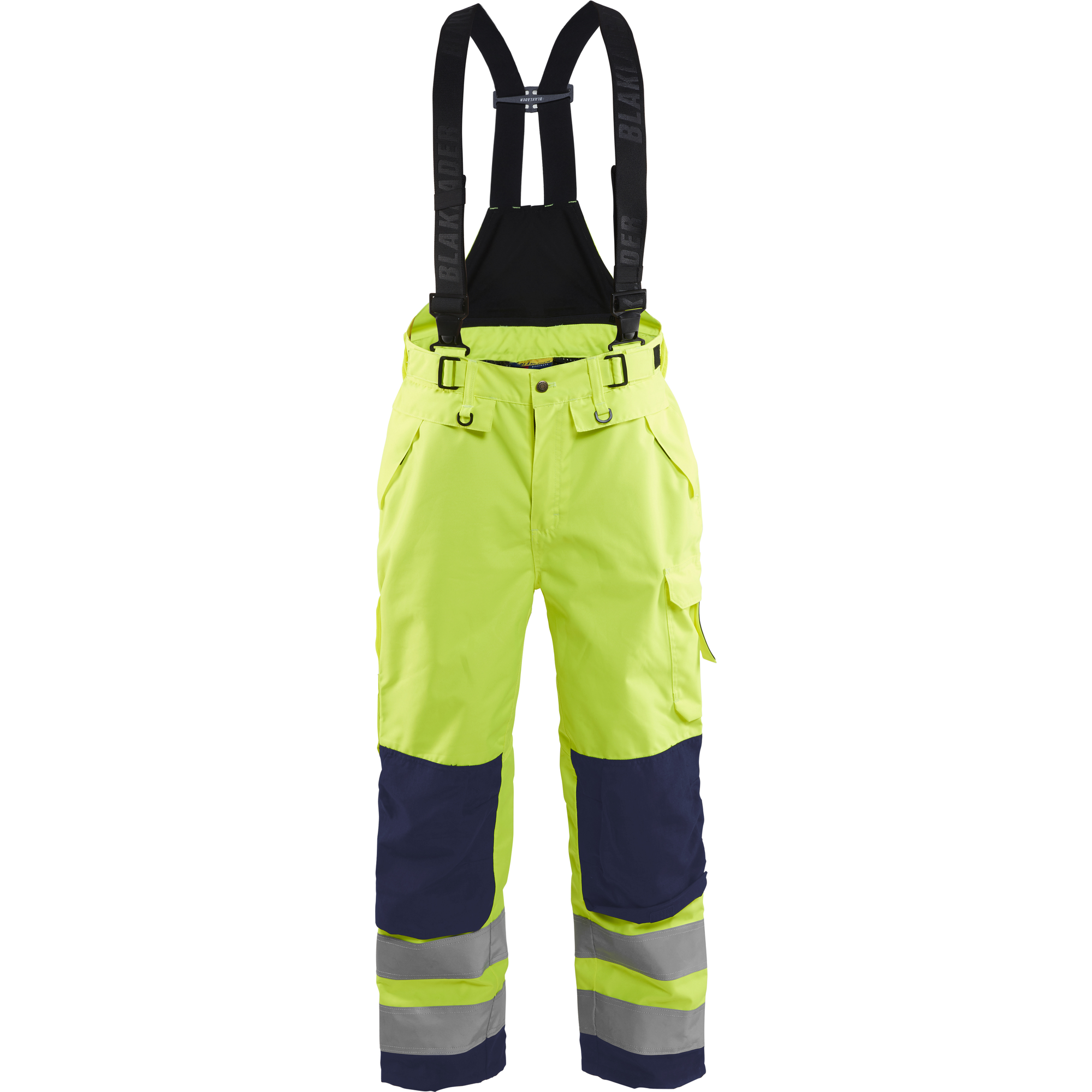 Blaklader High Vis Shell Work Trousers, Yellow/Navy