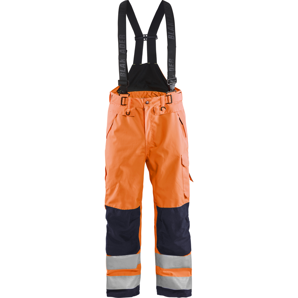 Blaklader High Vis Shell Work Trousers, Orange/Navy Blue