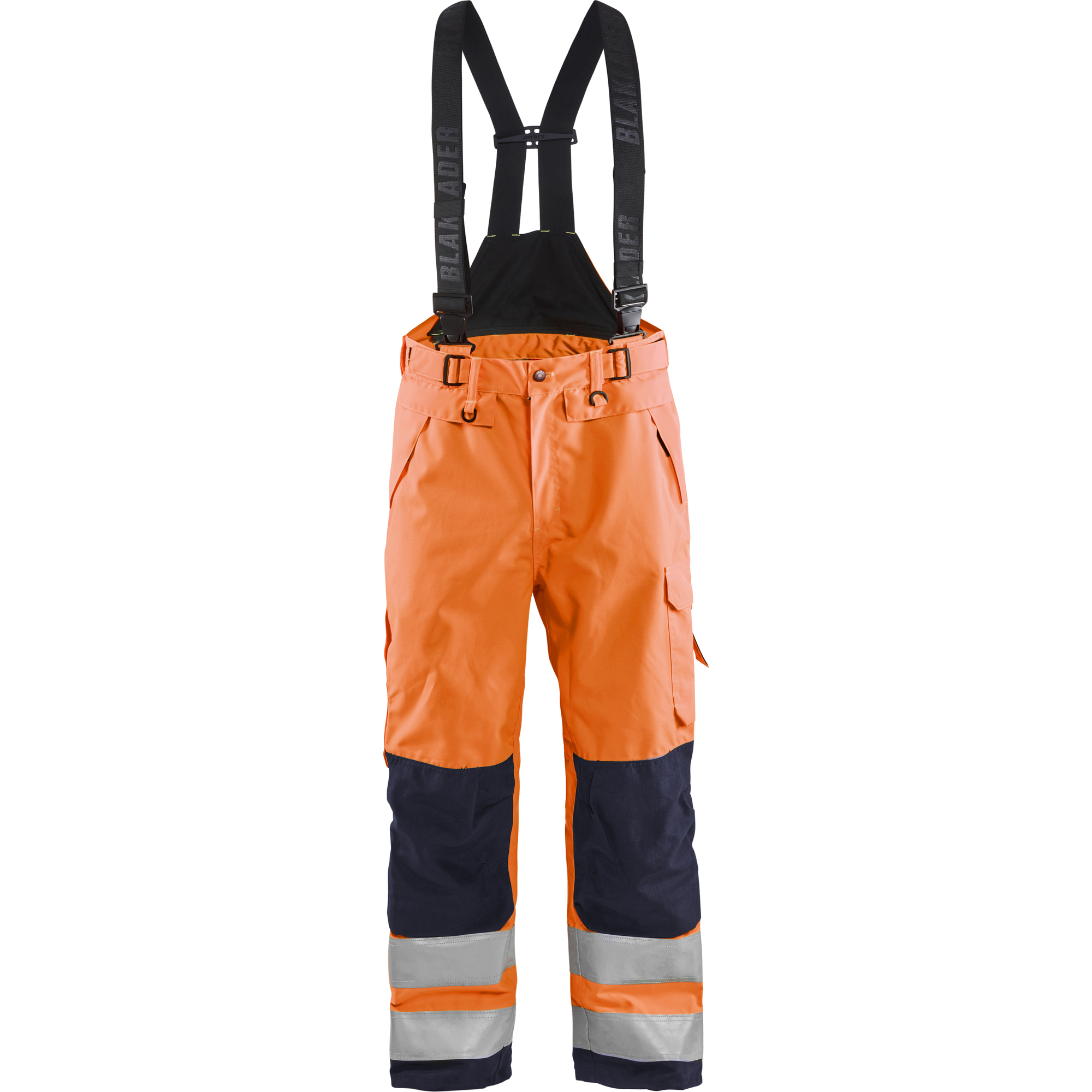 Blaklader High Vis Shell Work Trousers, Orange/Navy Blue