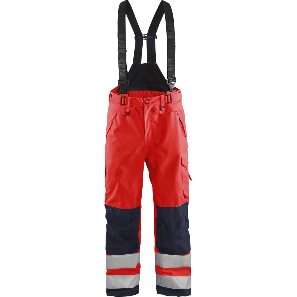 Blaklader High Vis Shell Work Trousers, Red/Black