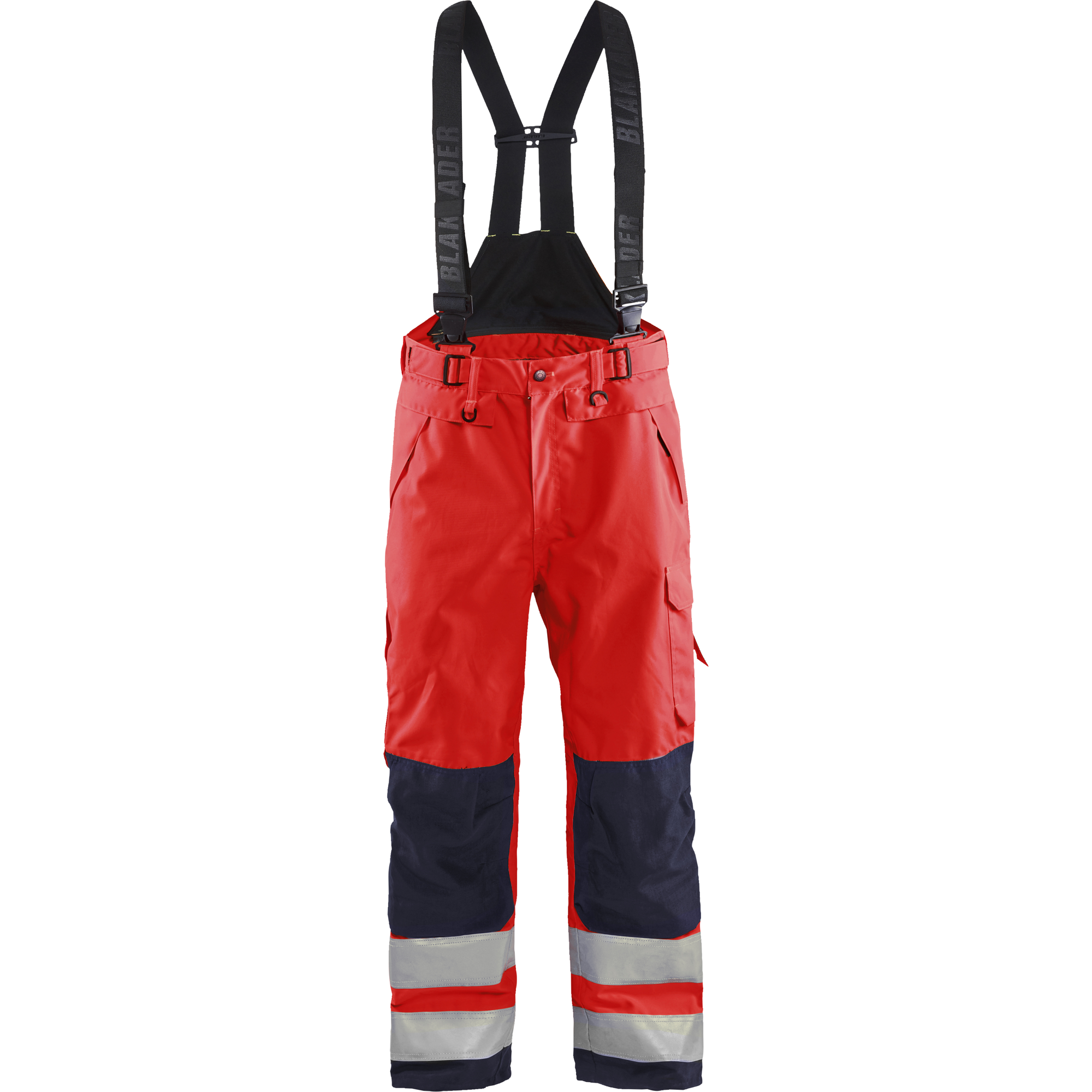 Blaklader High Vis Shell Work Trousers, Red/Black