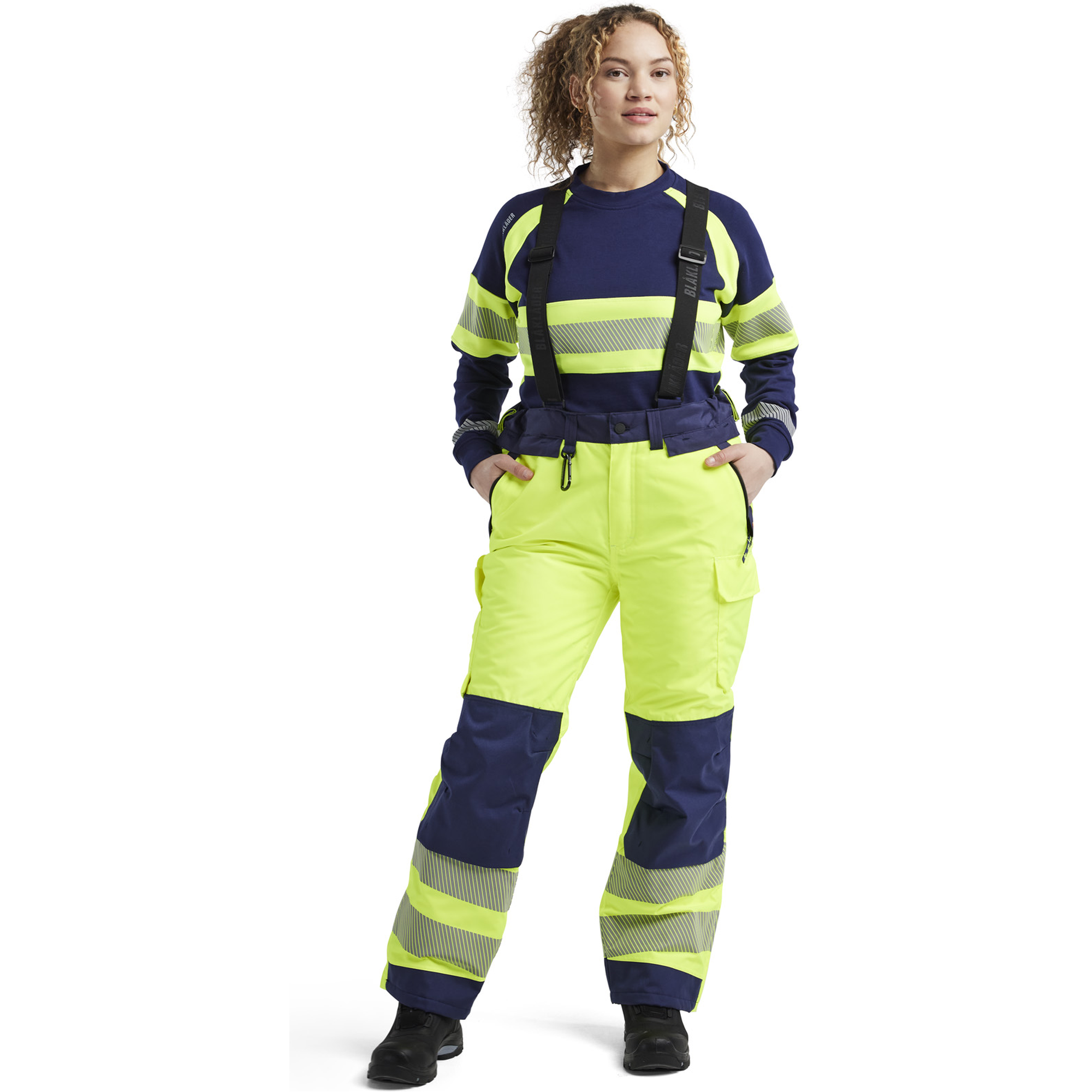 Blaklader High Vis Winter Trousers, Yellow/Navy Blue (5)