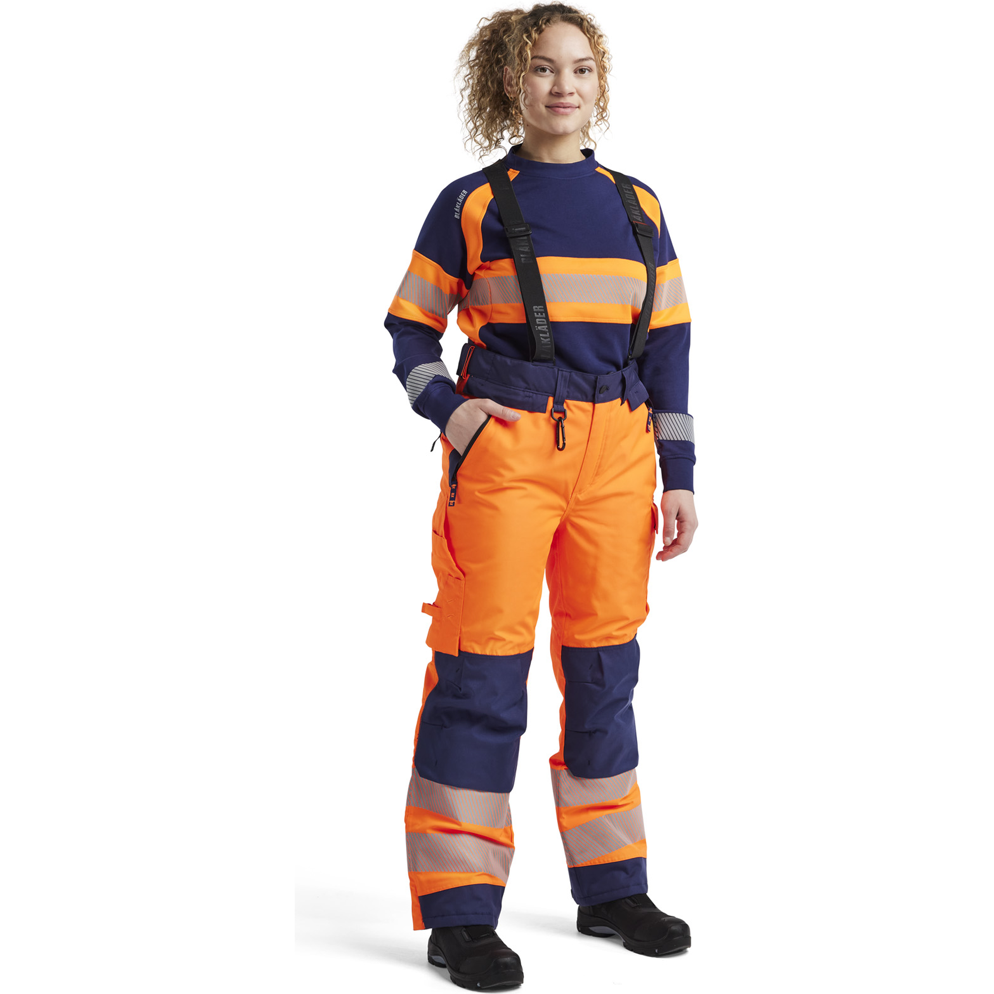 Blaklader High Vis Winter Trousers, Orange/Navy (5)