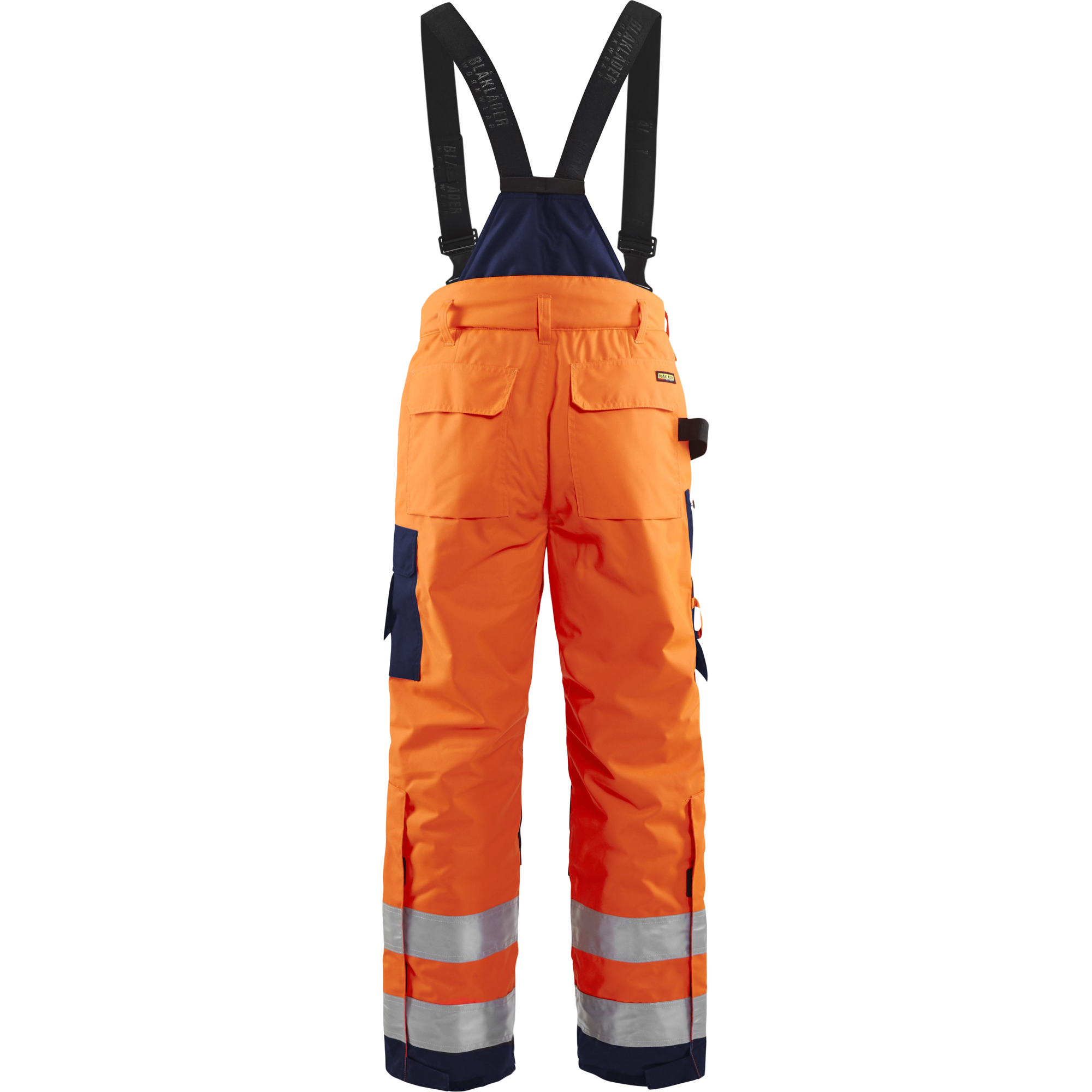 Blaklader High Vis Winter Bib and Brace, Orange/Navy Blue (4)