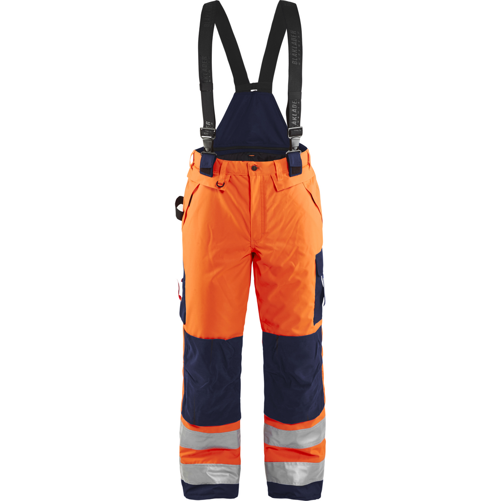 Blaklader High Vis Winter Bib and Brace, Orange/Navy Blue