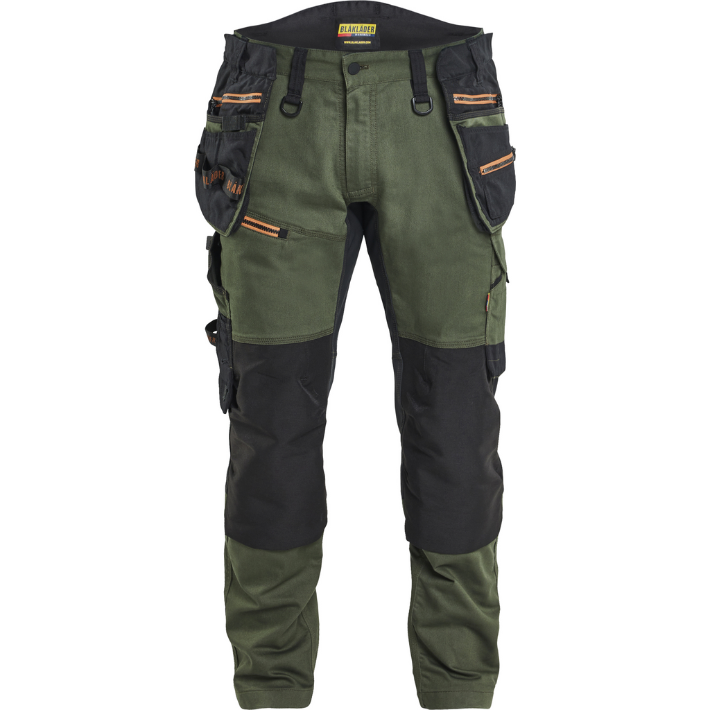 Blaklader STRIKER Stretch Craftsman Work Trousers, Forest Green/Rust