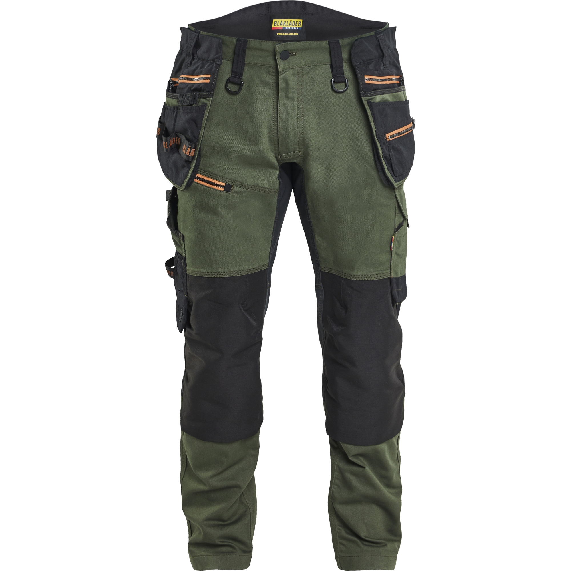 Blaklader STRIKER Stretch Craftsman Work Trousers, Forest Green/Rust
