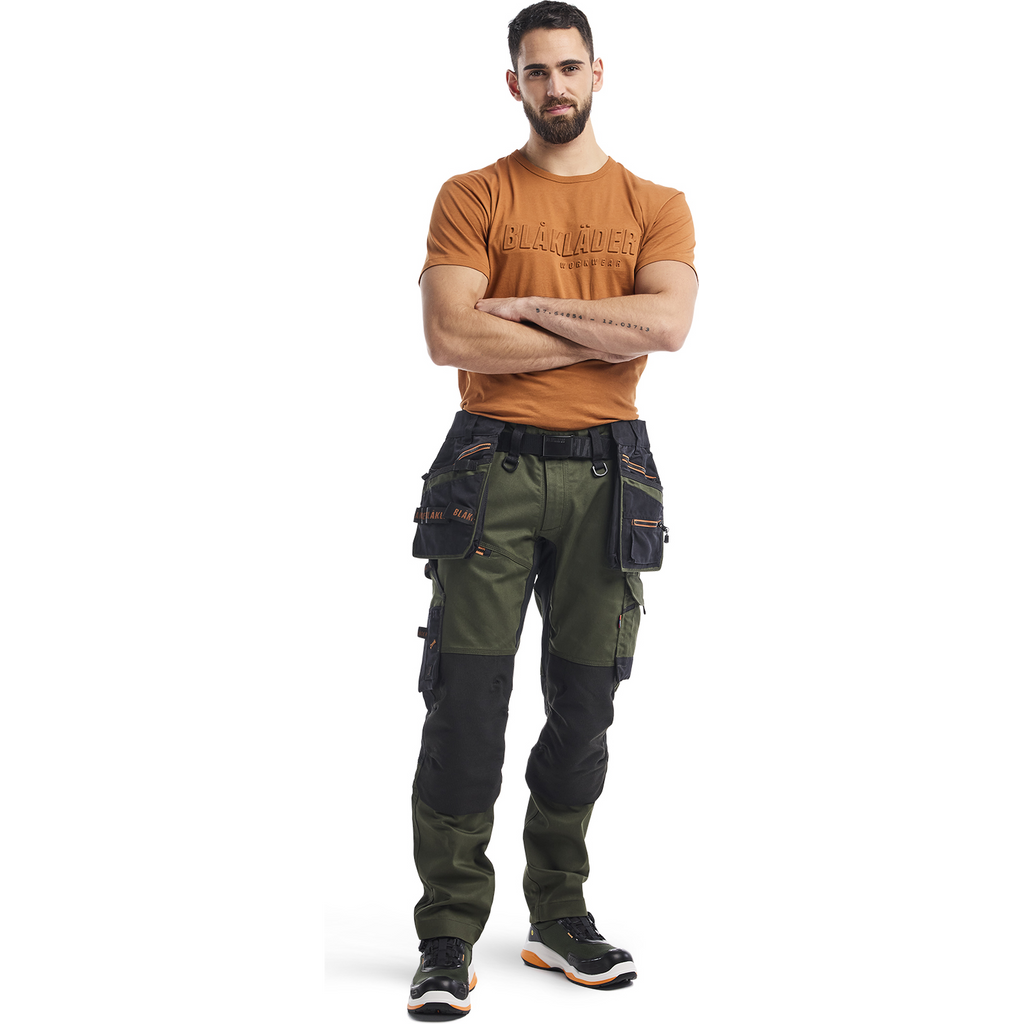 Blaklader STRIKER Stretch Craftsman Work Trousers, Forest Green/Rust (5)