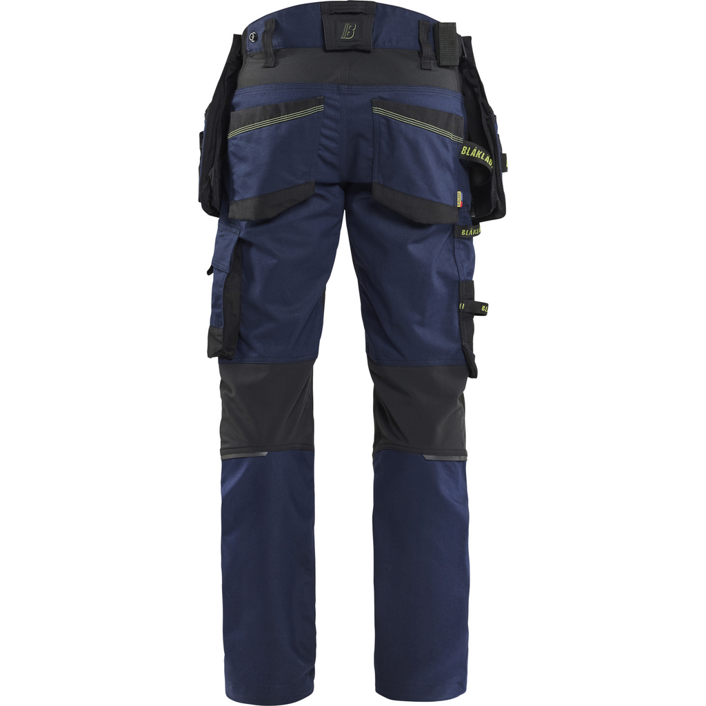 Blaklader STRIKER Craftsman Work Trousers with Stretch, Dark Navy/High Vis Yellow (4)