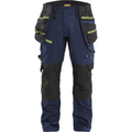 Blaklader STRIKER Craftsman Work Trousers with Stretch, Dark Navy/High Vis Yellow