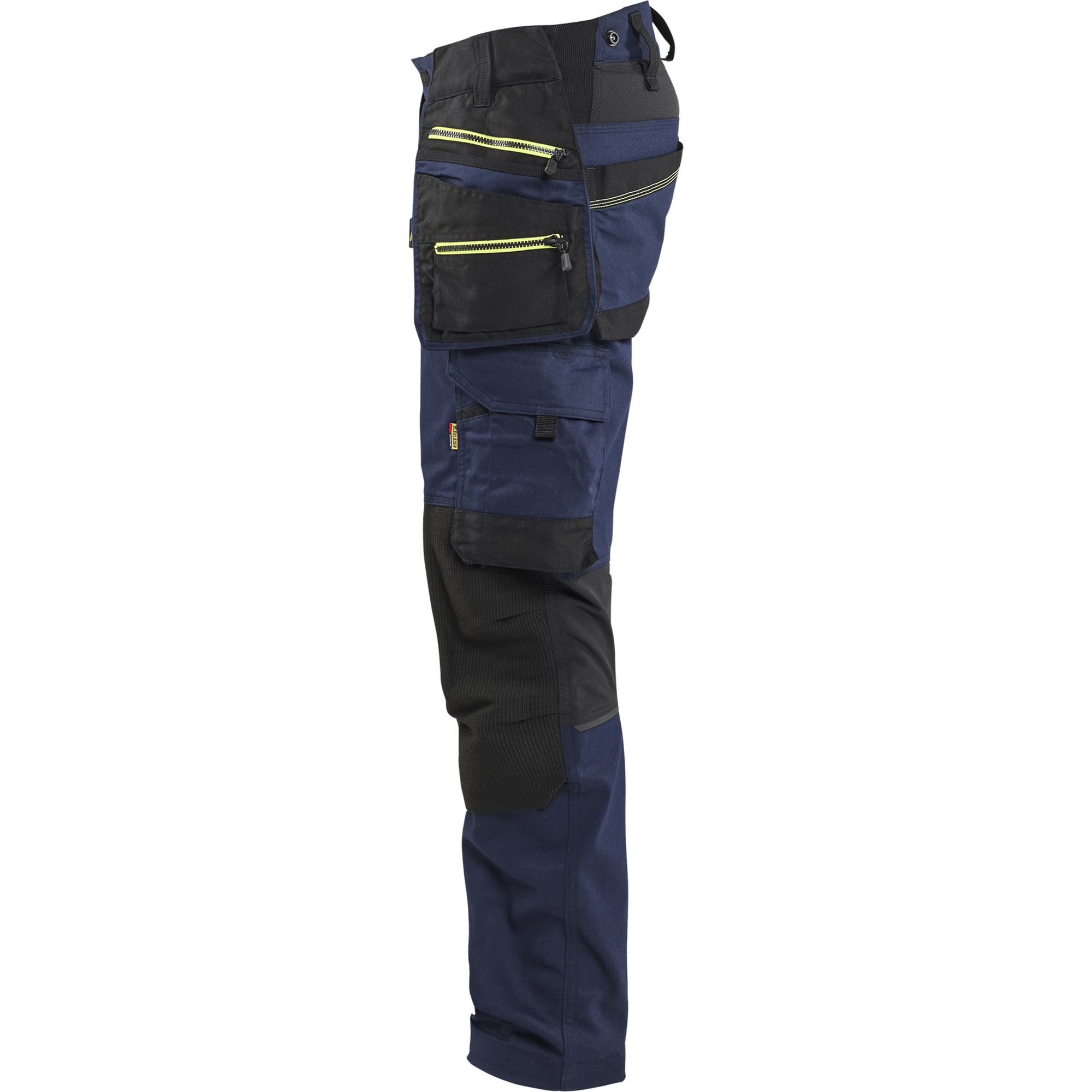 Blaklader STRIKER Craftsman Work Trousers with Stretch, Dark Navy/High Vis Yellow (3)