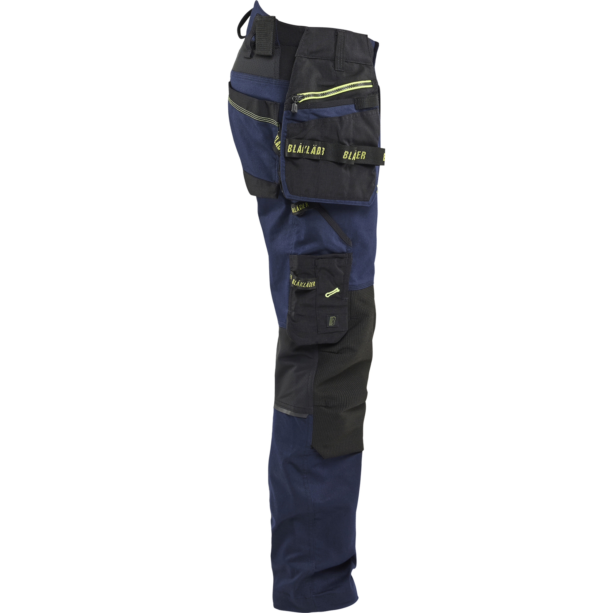 Blaklader STRIKER Craftsman Work Trousers with Stretch, Dark Navy/High Vis Yellow (2)