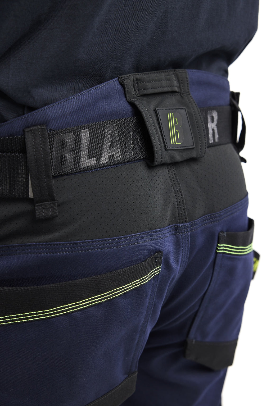 Blaklader STRIKER Craftsman Work Trousers with Stretch, Dark Navy/High Vis Yellow (9)