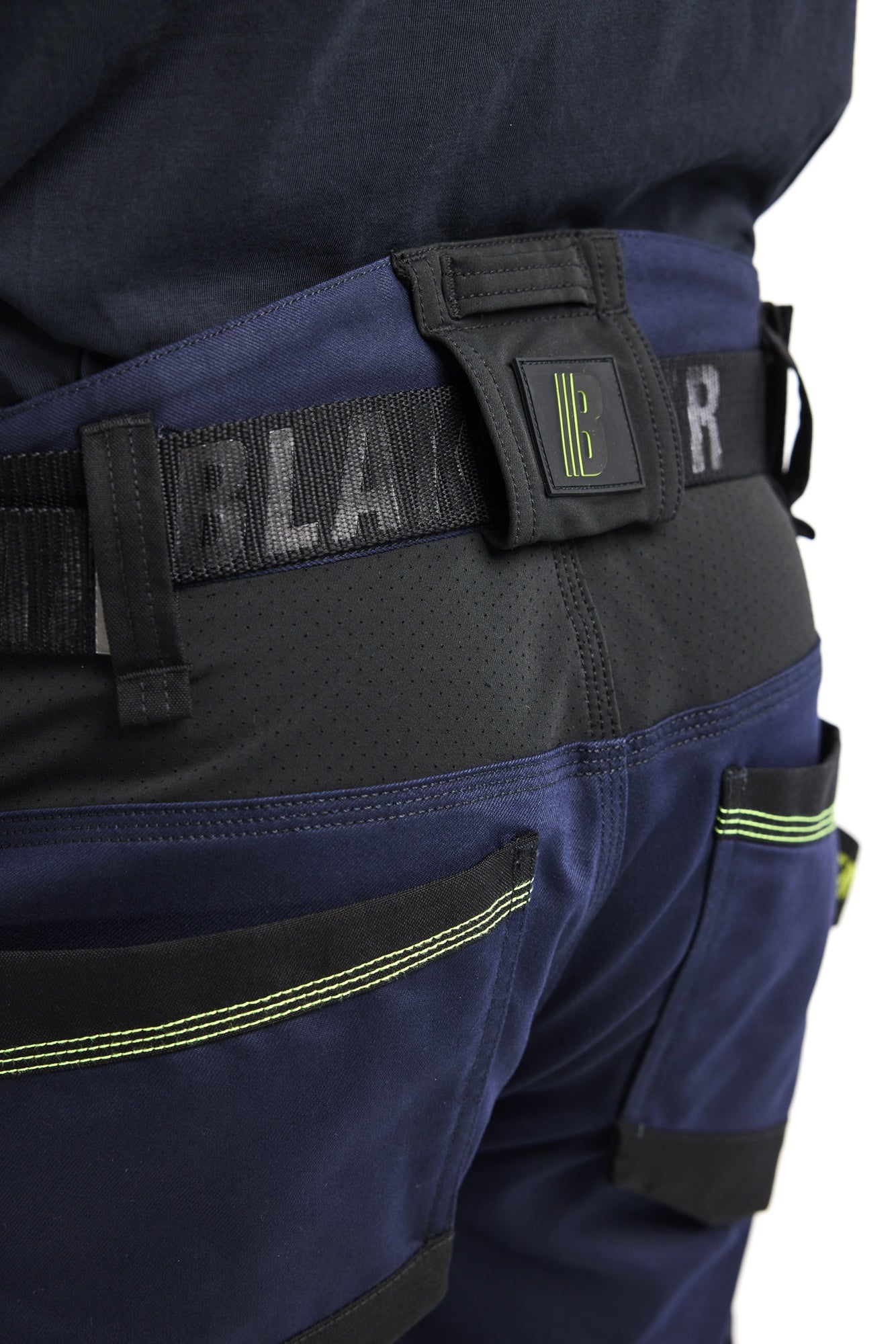 Blaklader STRIKER Craftsman Work Trousers with Stretch, Dark Navy/High Vis Yellow (9)