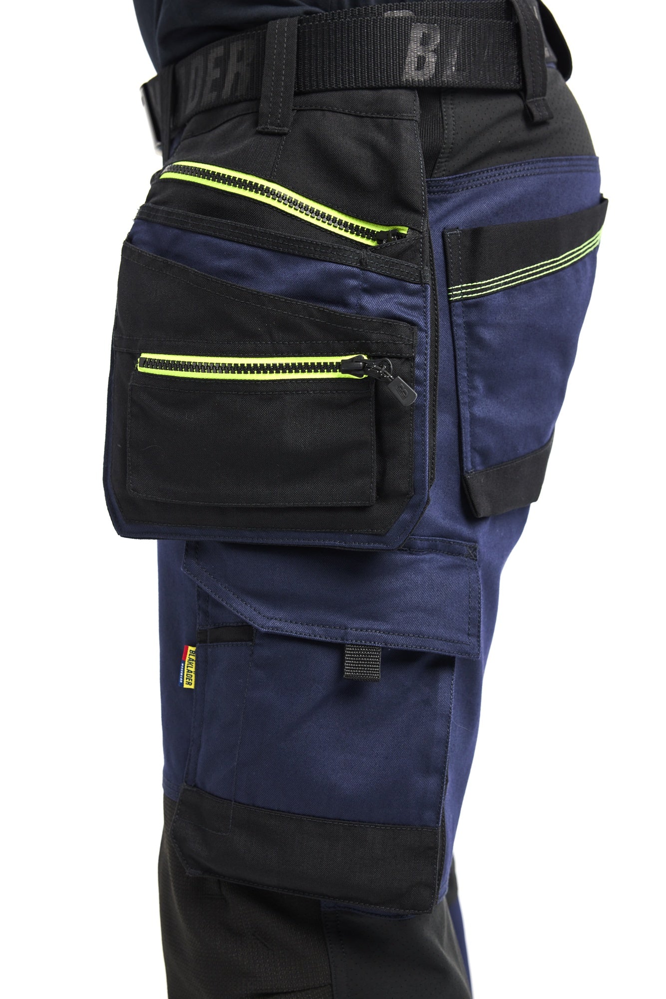 Blaklader STRIKER Craftsman Work Trousers with Stretch, Dark Navy/High Vis Yellow (10)