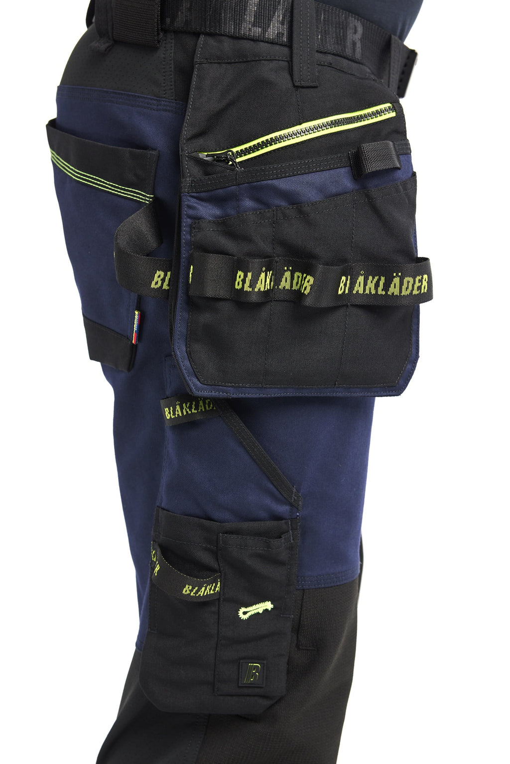 Blaklader STRIKER Craftsman Work Trousers with Stretch, Dark Navy/High Vis Yellow (11)