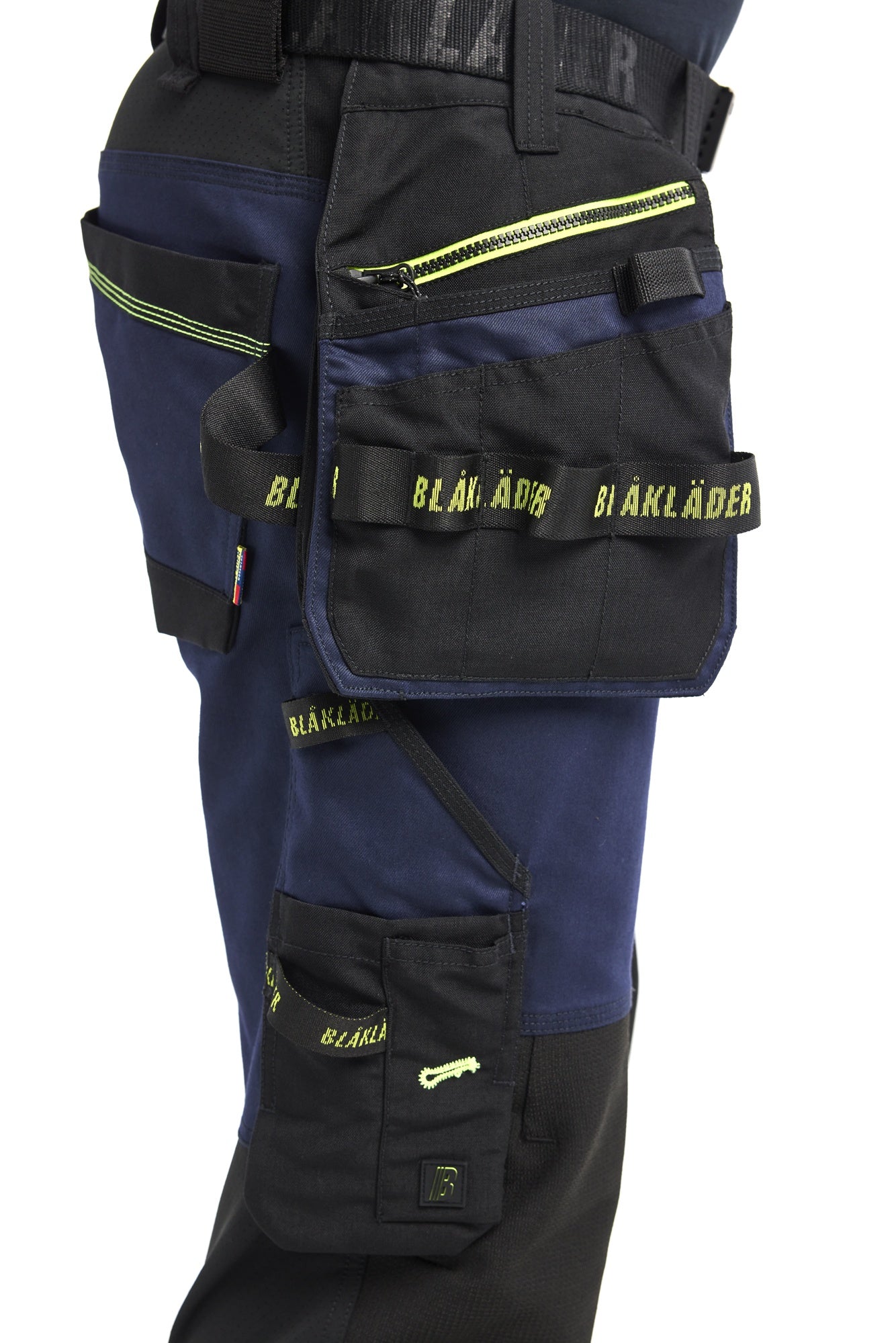 Blaklader STRIKER Craftsman Work Trousers with Stretch, Dark Navy/High Vis Yellow (11)