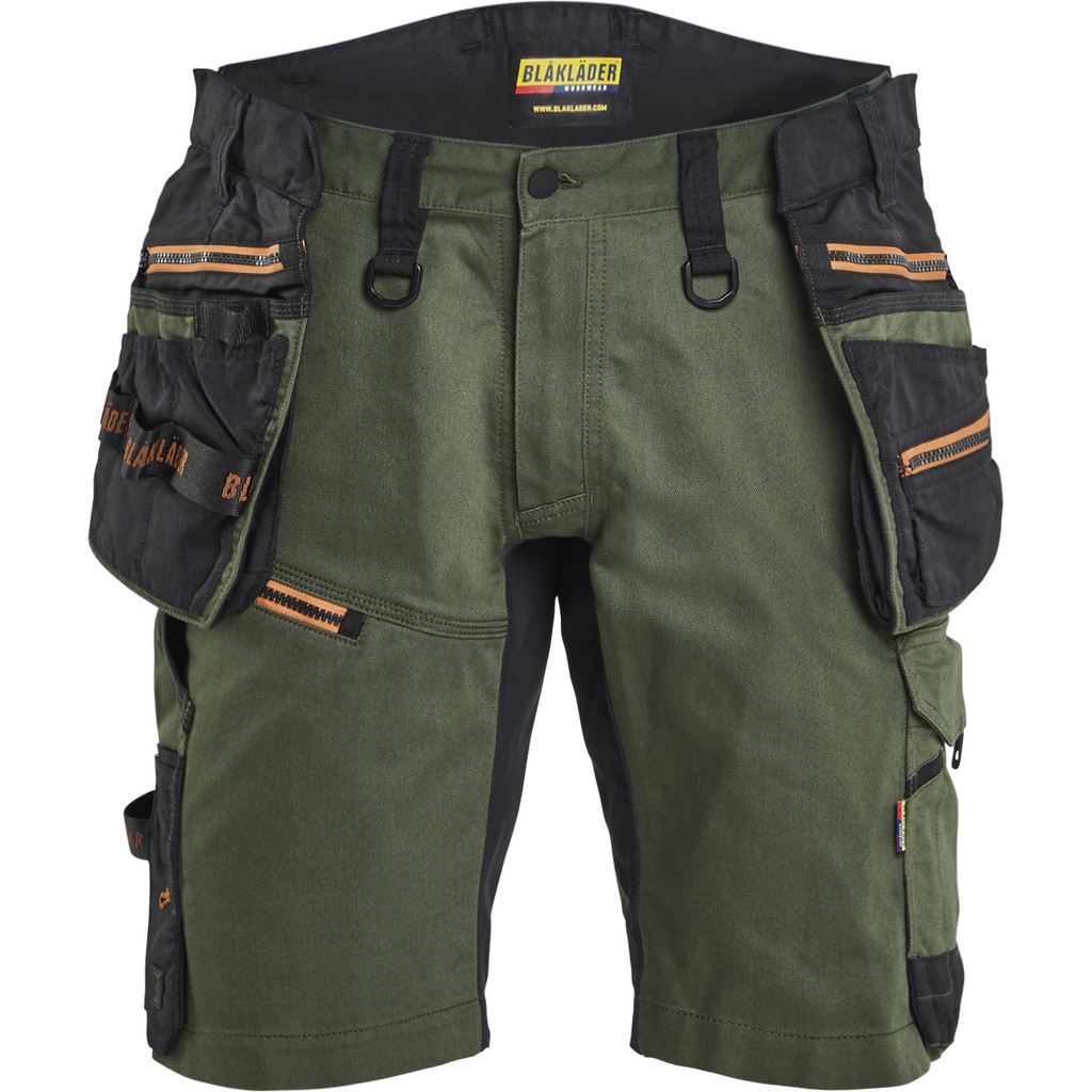 Blaklader STRIKER Stretch Craftsman Shorts, Forest Green/Rust