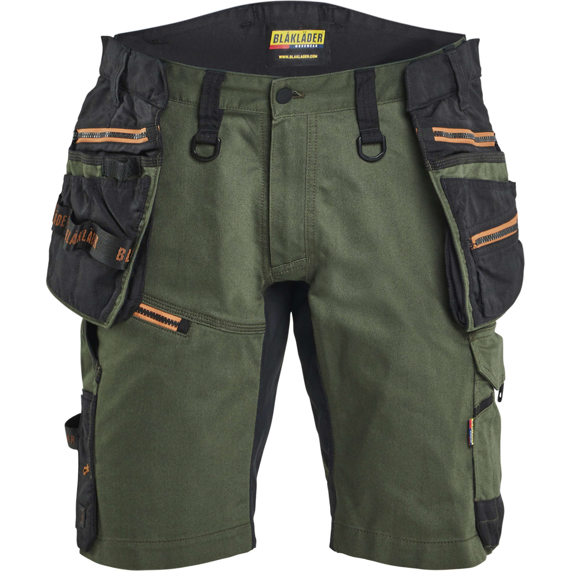 Blaklader STRIKER Stretch Craftsman Shorts, Forest Green/Rust