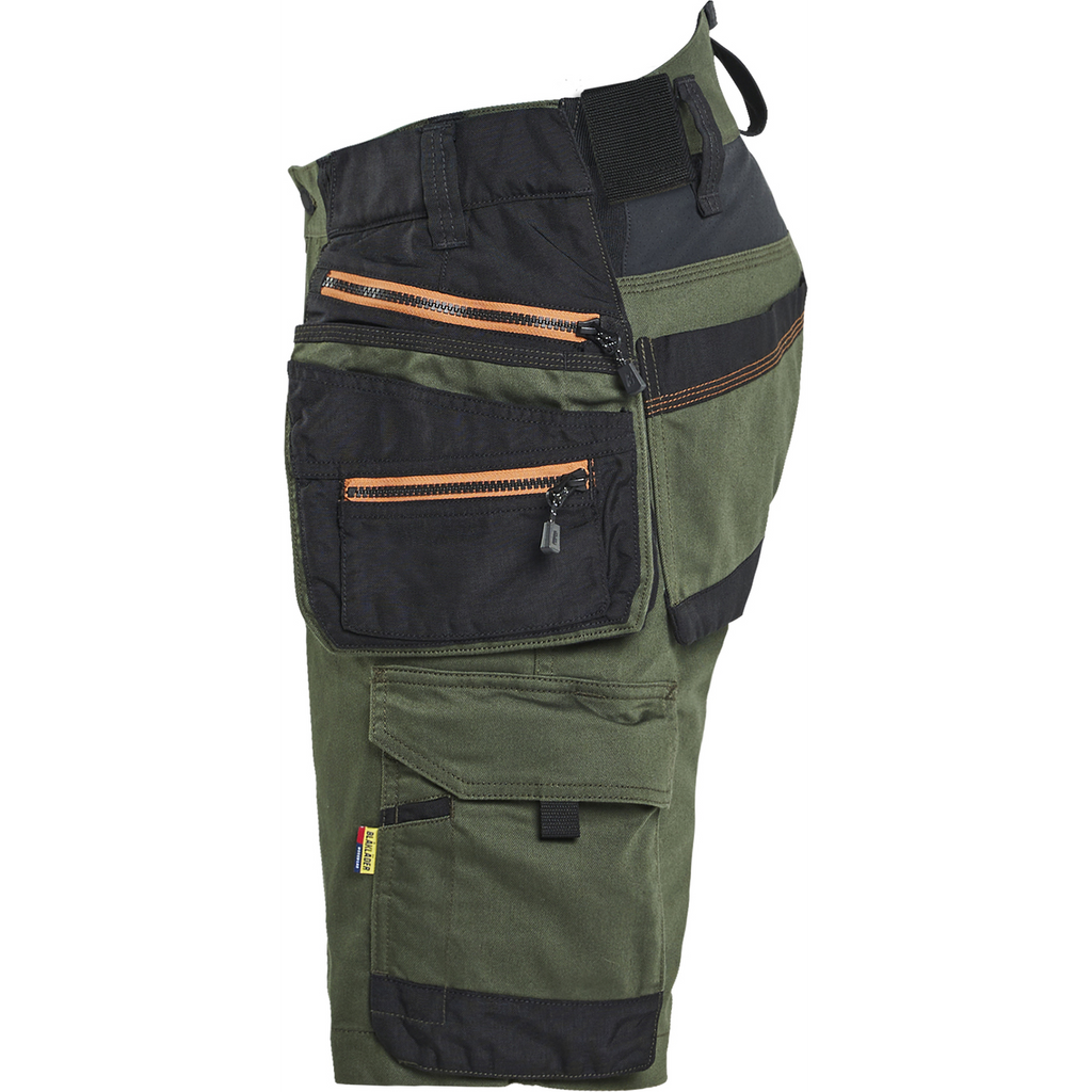 Blaklader STRIKER Stretch Craftsman Shorts, Forest Green/Rust (3)