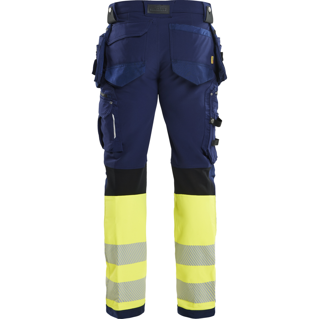 Blaklader High Vis 4-Way Stretch Work Trousers, Navy/Yellow (4)