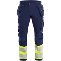 Blaklader High Vis 4-Way Stretch Work Trousers, Navy/Yellow