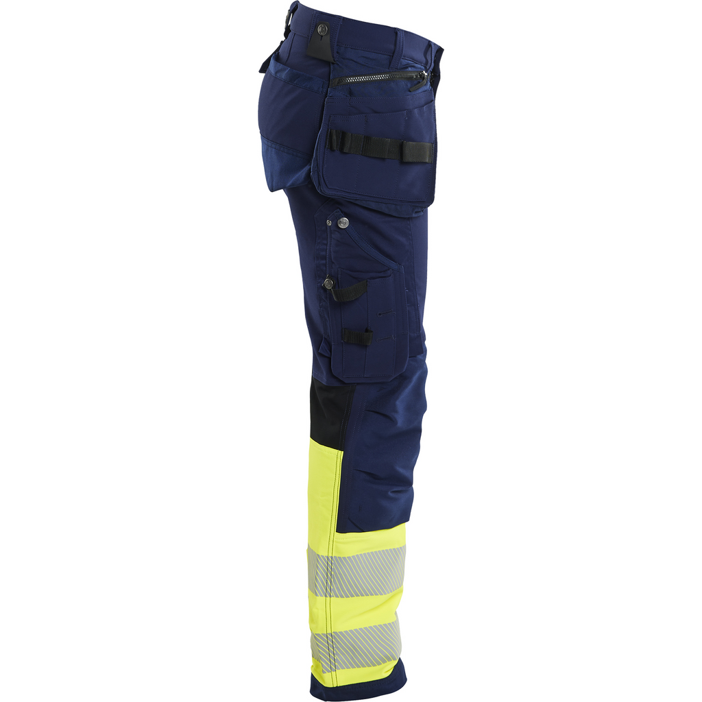 Blaklader High Vis 4-Way Stretch Work Trousers, Navy/Yellow (2)