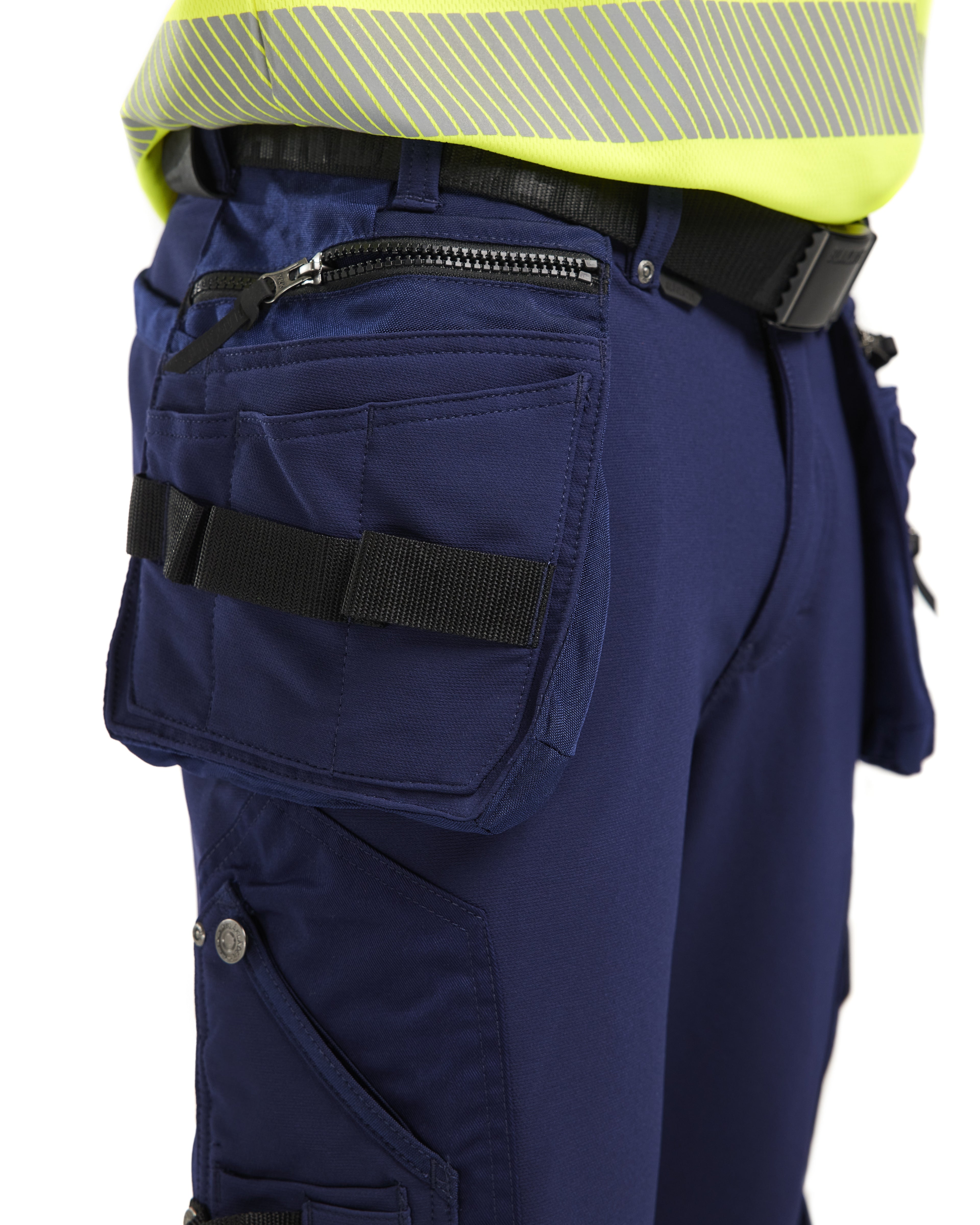 Blaklader High Vis 4-Way Stretch Work Trousers, Navy/Yellow (6)