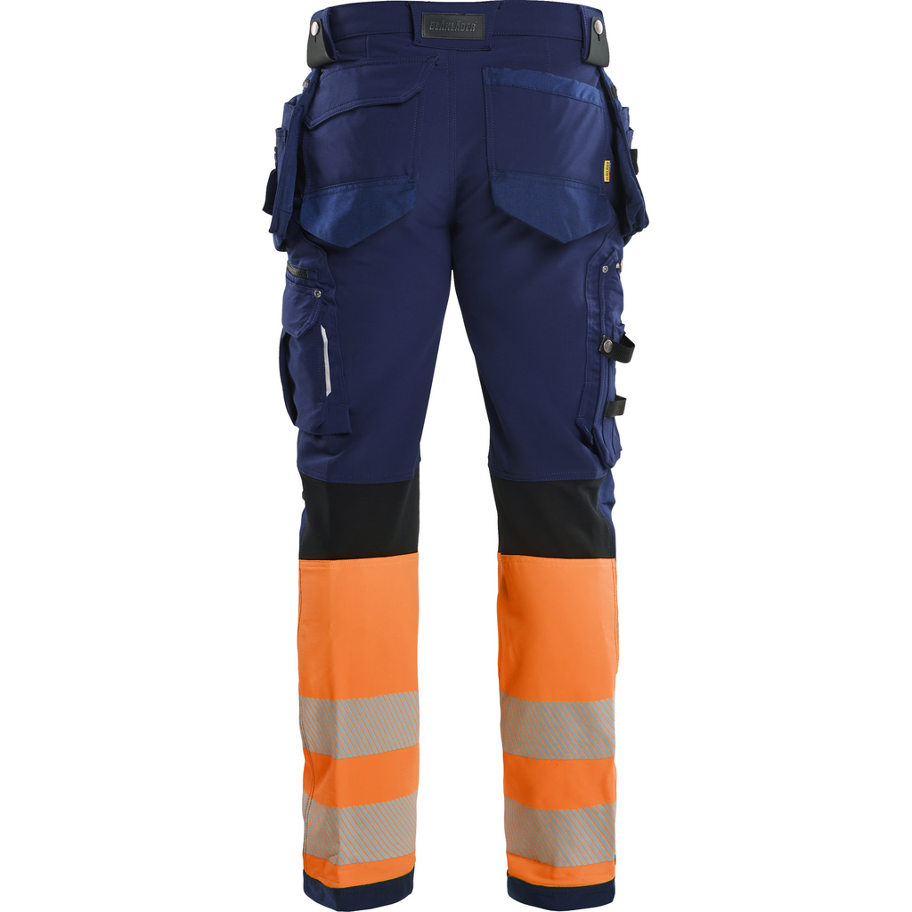 Blaklader High Vis 4-Way Stretch Work Trousers, Navy/Orange (4)