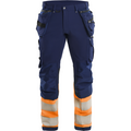 Blaklader High Vis 4-Way Stretch Work Trousers, Navy/Orange