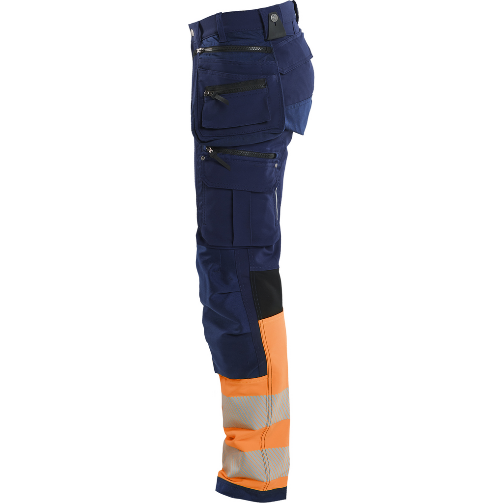 Blaklader High Vis 4-Way Stretch Work Trousers, Navy/Orange (3)