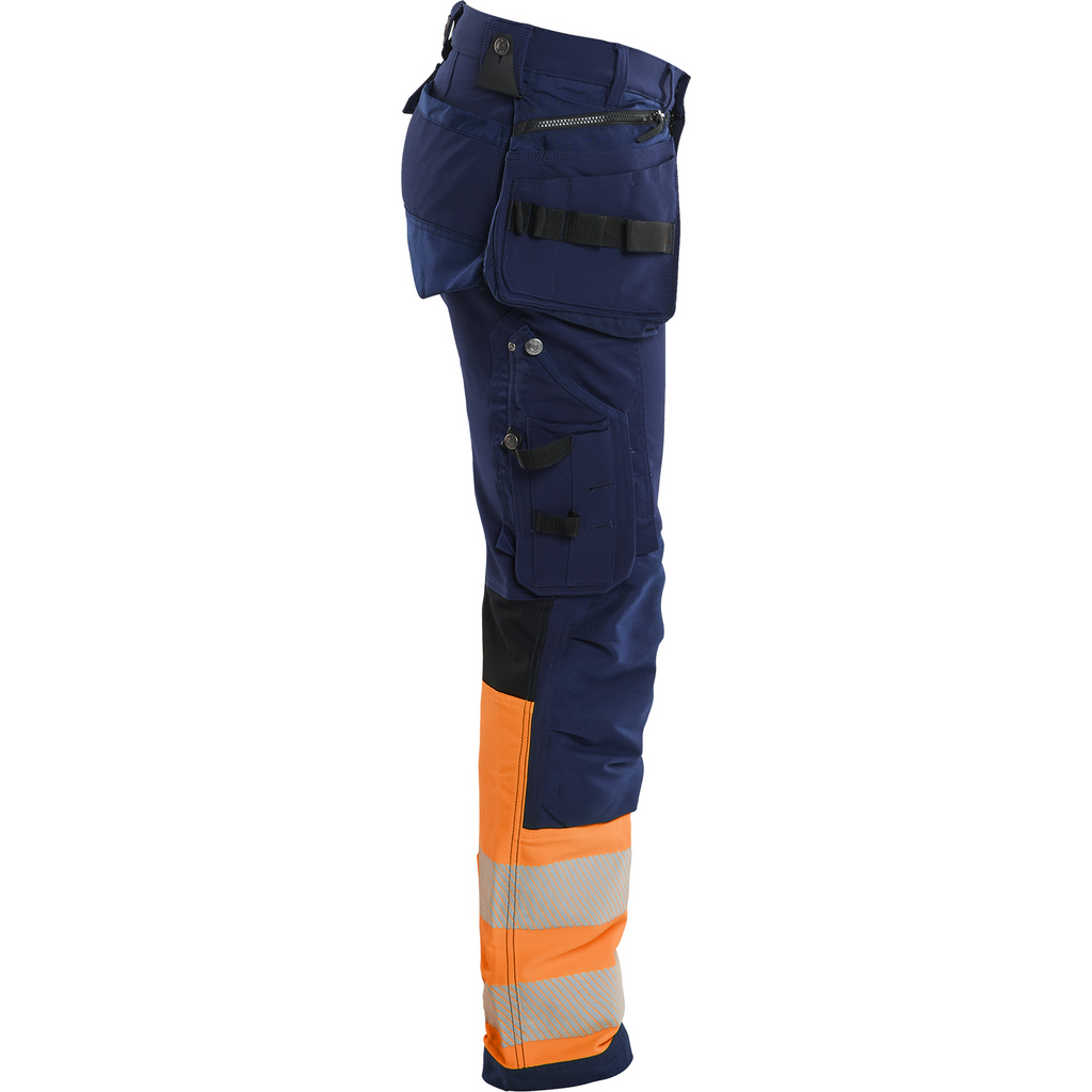 Blaklader High Vis 4-Way Stretch Work Trousers, Navy/Orange (2)