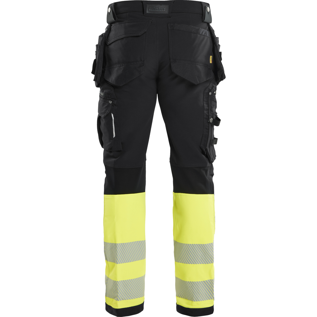 Blaklader High Vis 4-Way Stretch Work Trousers, Black/Yellow (4)