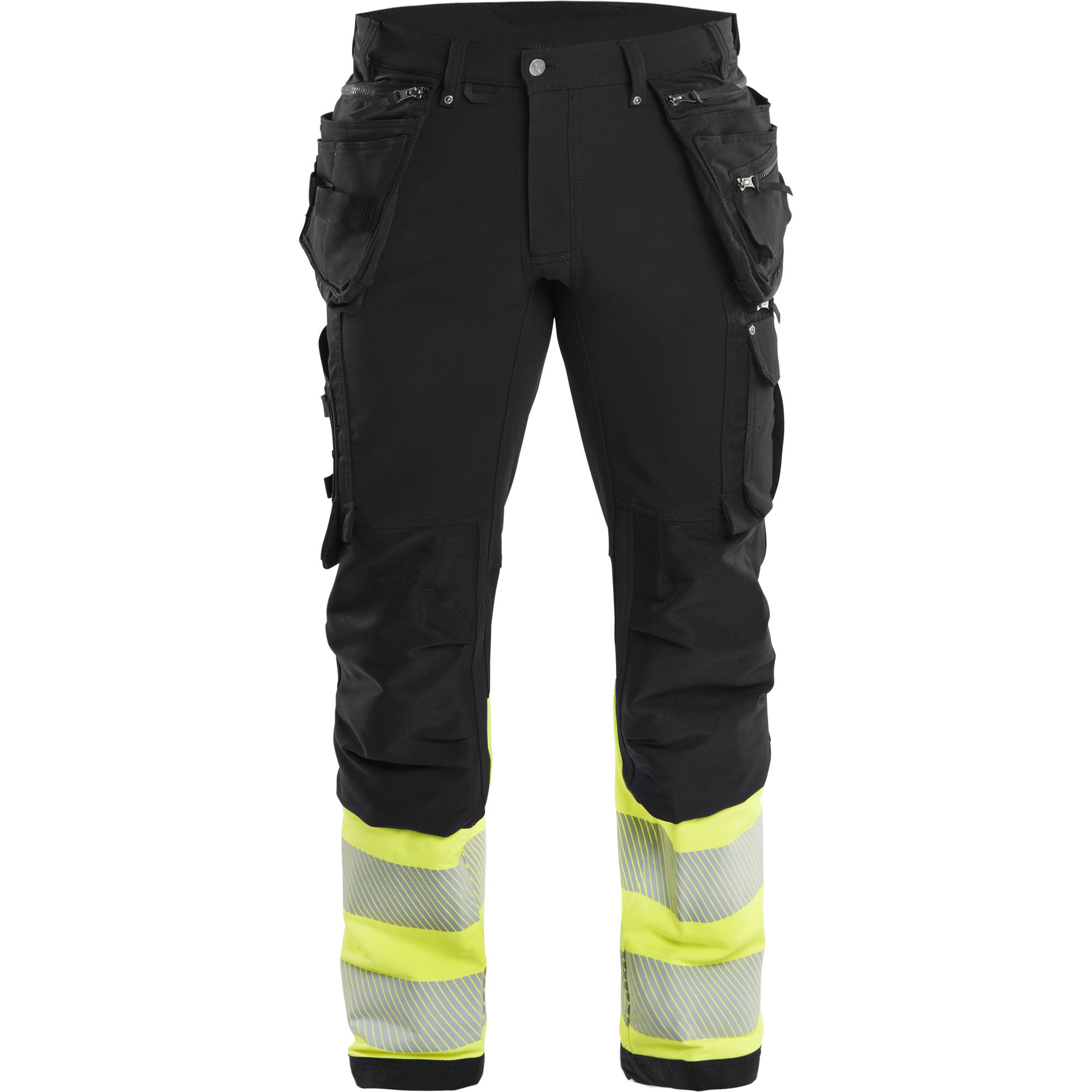 Blaklader High Vis 4-Way Stretch Work Trousers, Black/Yellow
