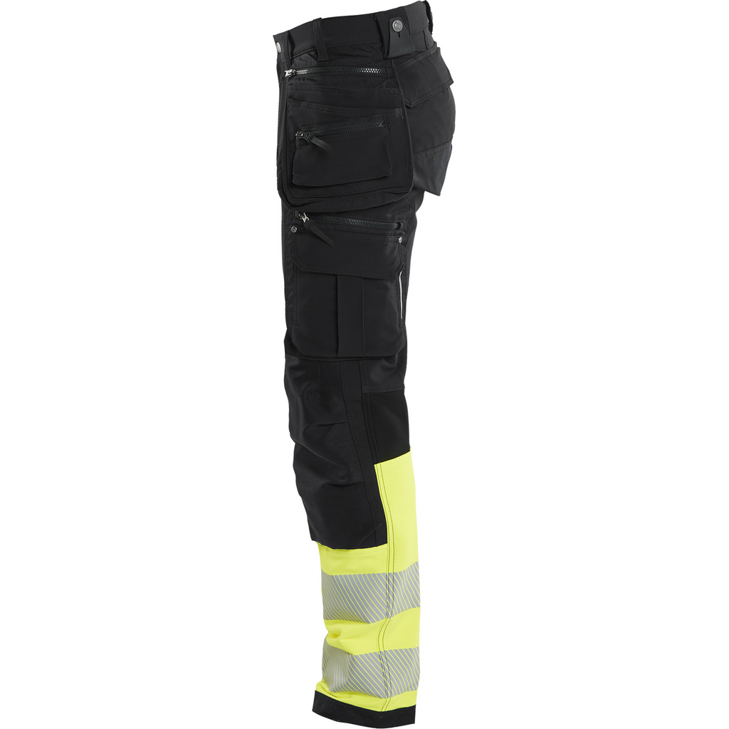 Blaklader High Vis 4-Way Stretch Work Trousers, Black/Yellow (3)