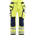 Blaklader High Vis 4-Way Stretch Work Trousers, Yellow/Navy Blue