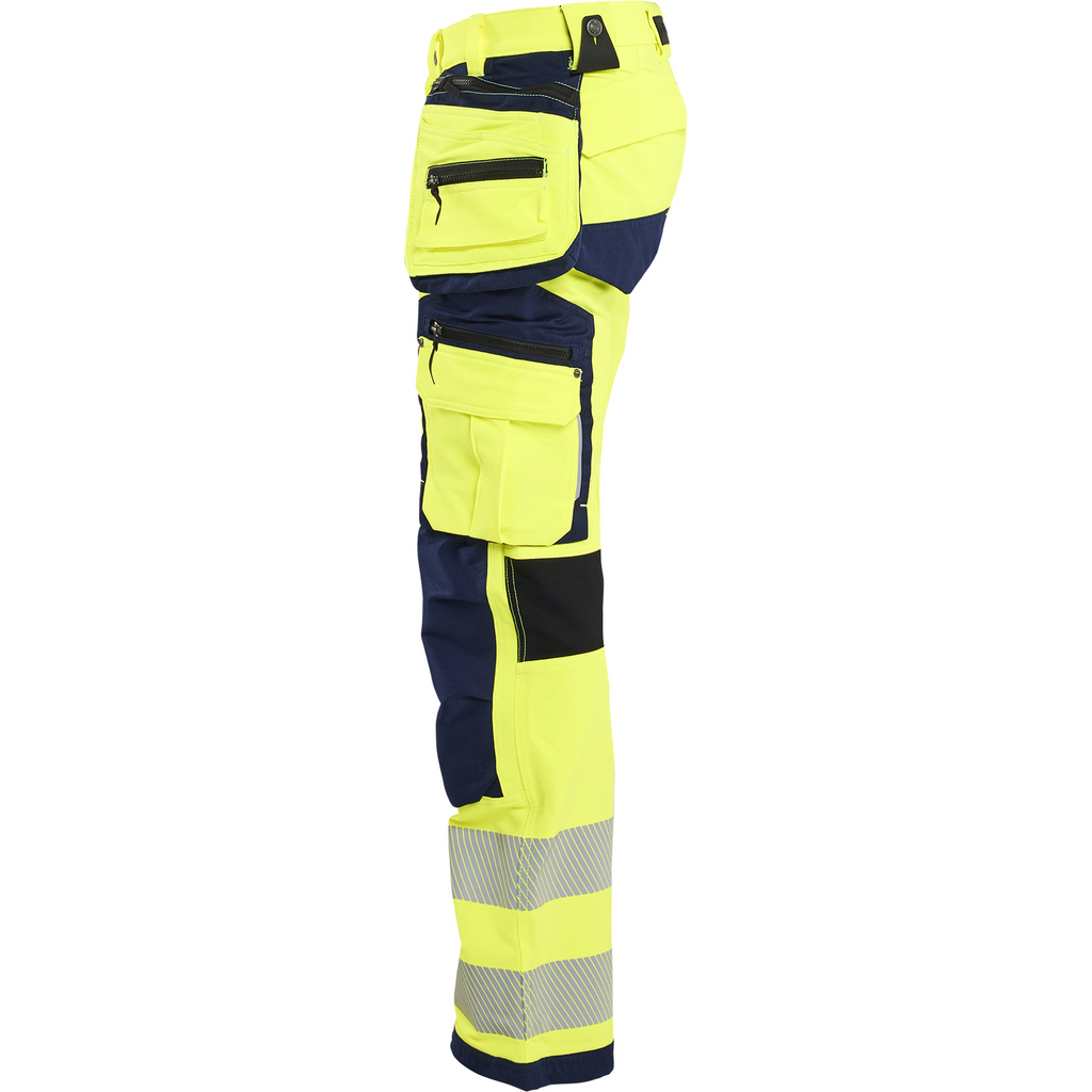 Blaklader High Vis 4-Way Stretch Work Trousers, Yellow/Navy Blue (3)
