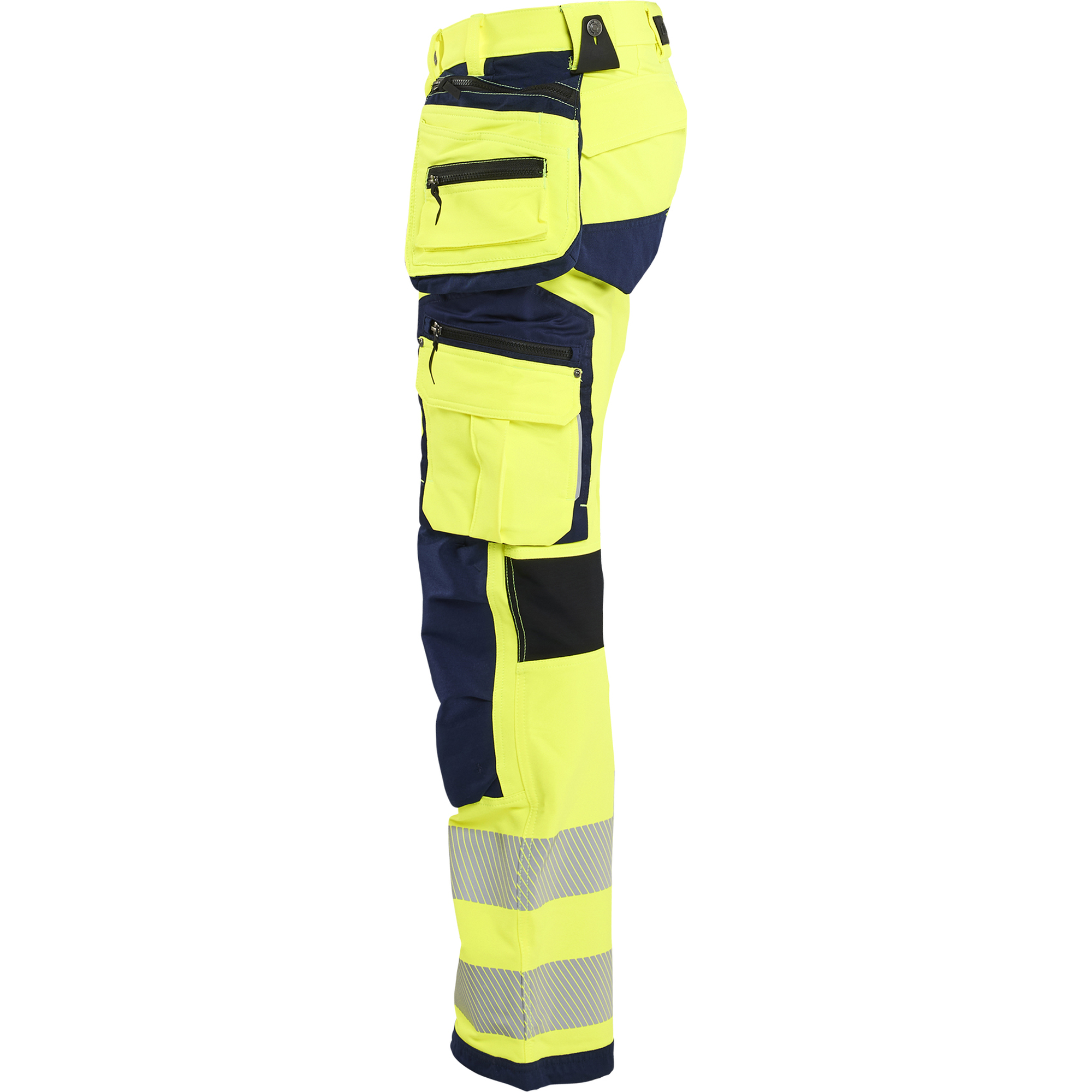 Blaklader High Vis 4-Way Stretch Work Trousers, Yellow/Navy Blue (3)