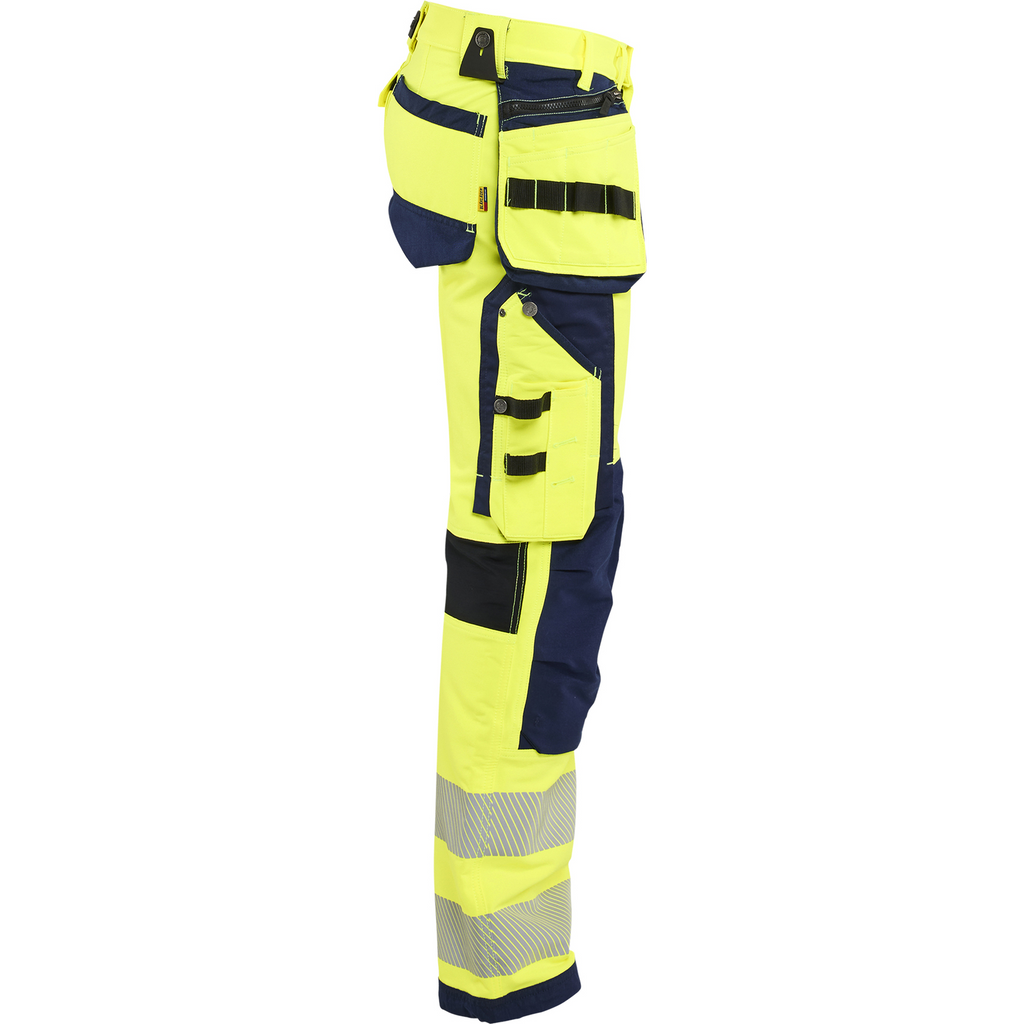 Blaklader High Vis 4-Way Stretch Work Trousers, Yellow/Navy Blue (2)