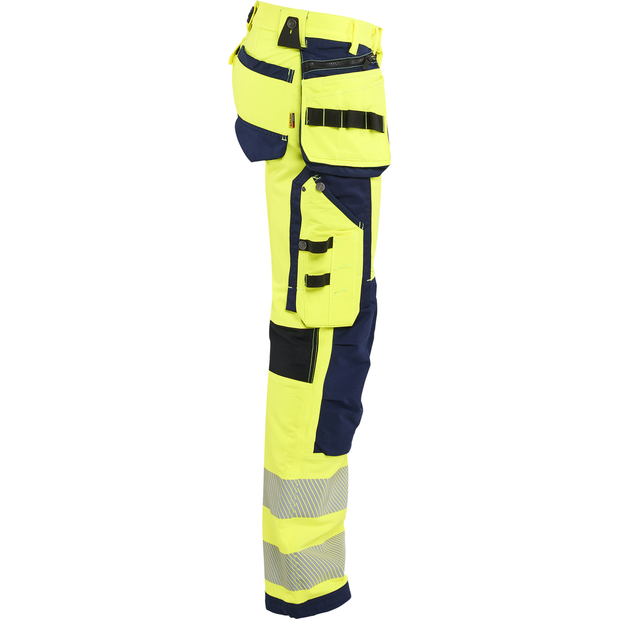Blaklader High Vis 4-Way Stretch Work Trousers, Yellow/Navy Blue (2)