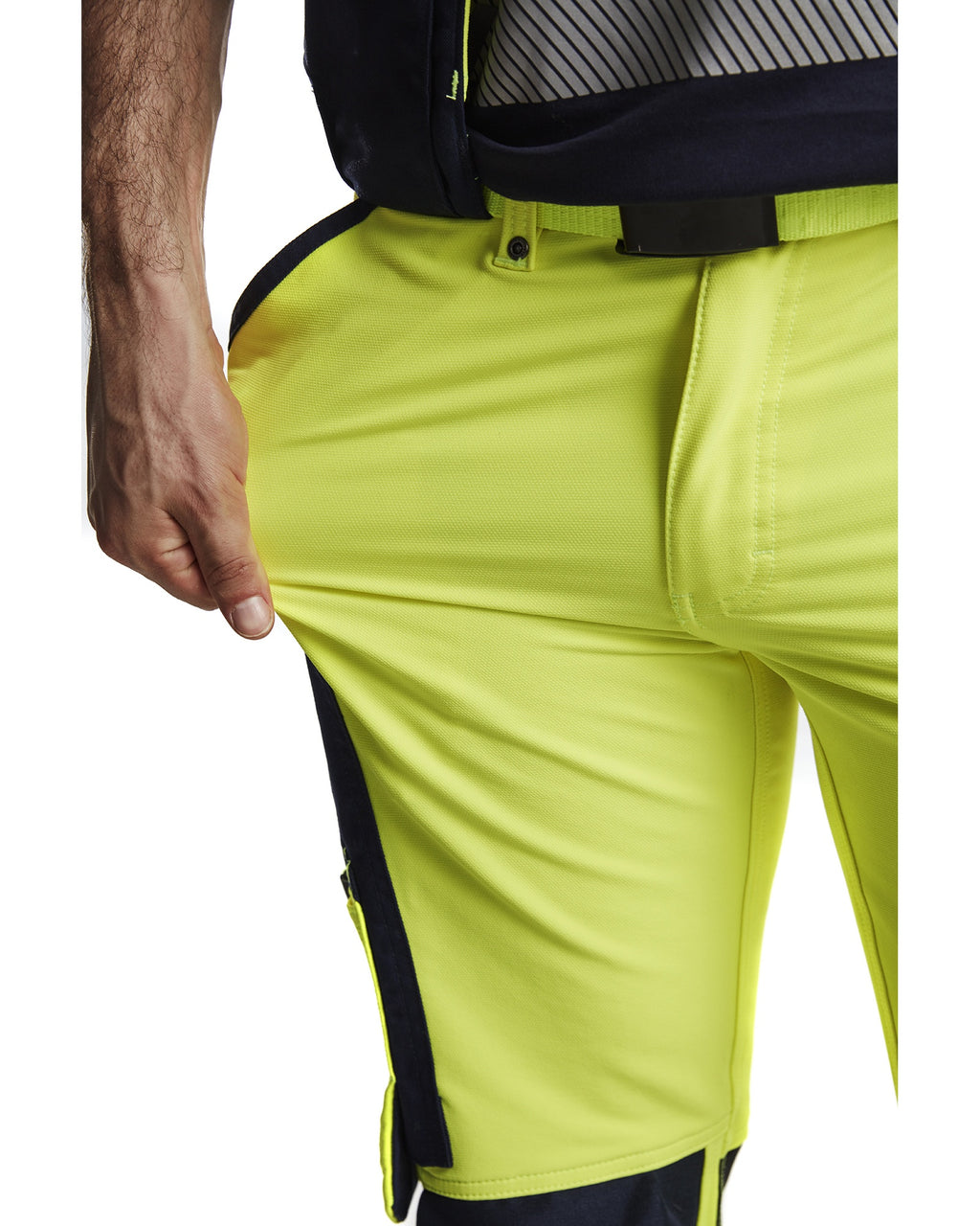 Blaklader High Vis 4-Way Stretch Work Trousers, Yellow/Navy Blue (6)